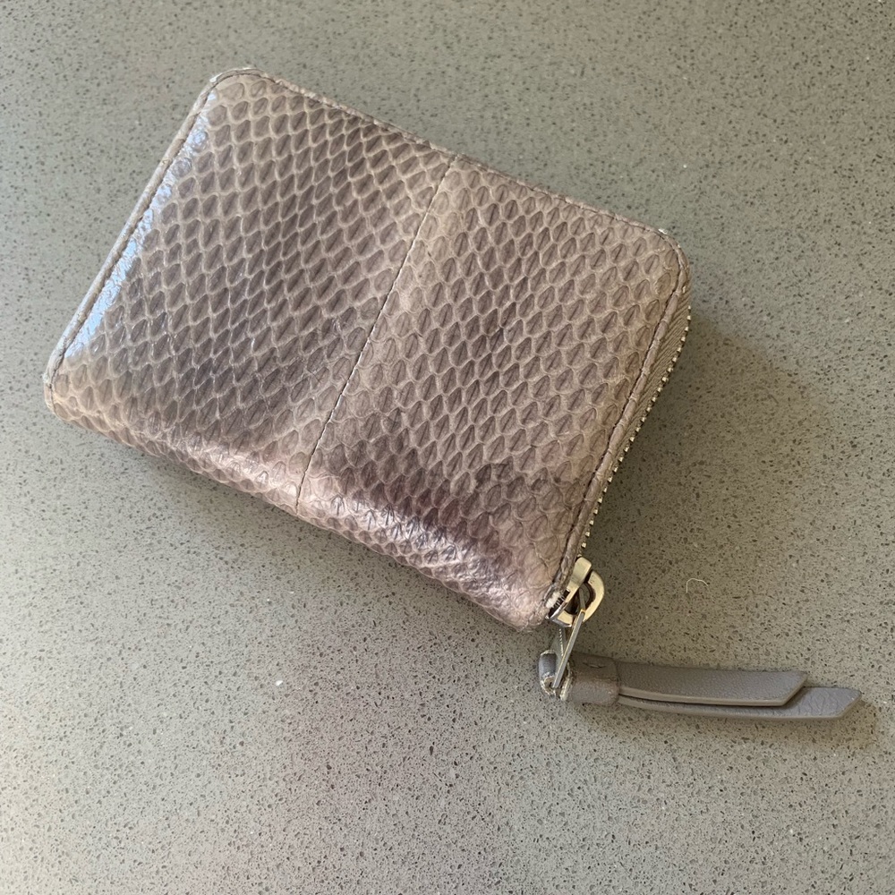 AllSaints grey snakeskin mini “Kanda” wallet